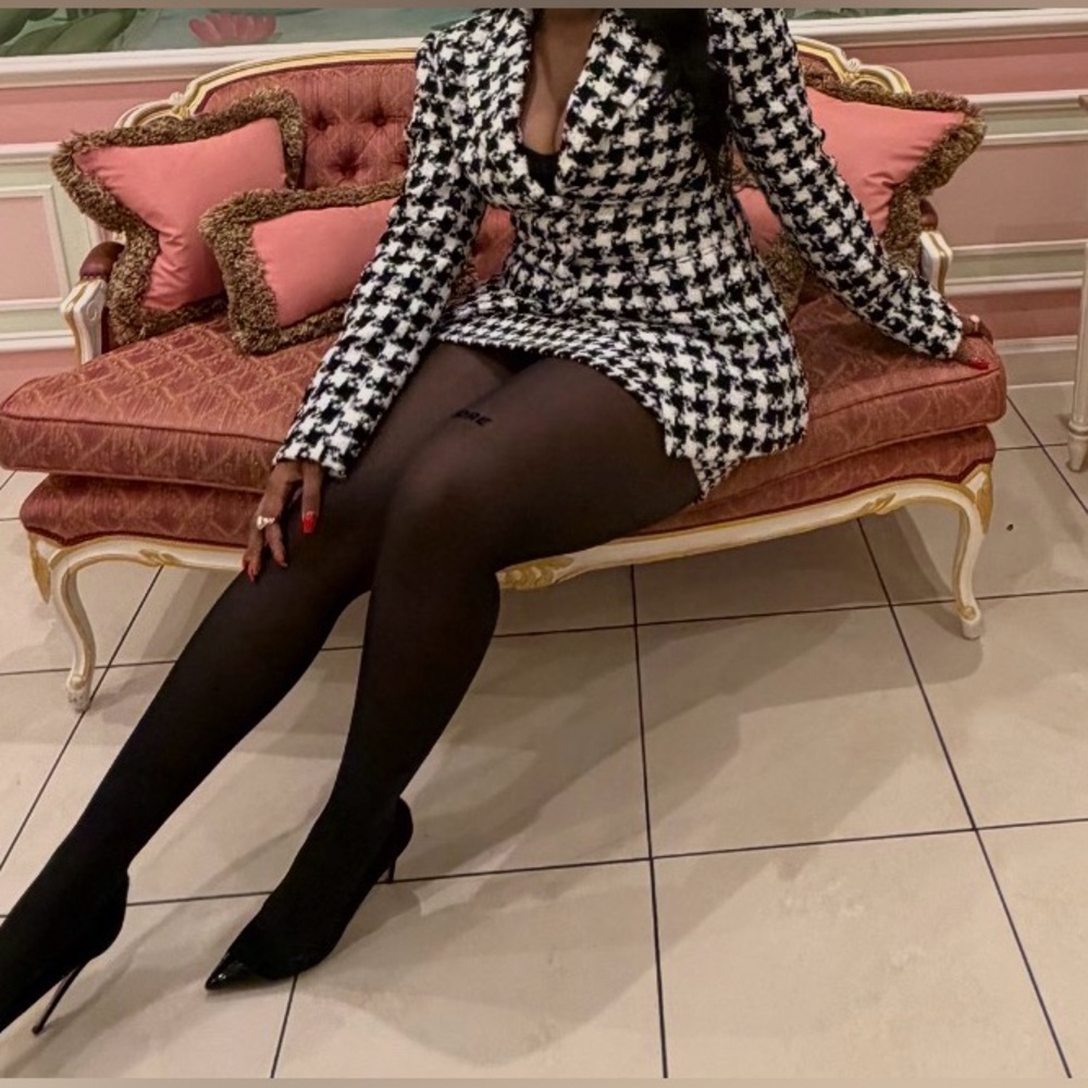 Naked Wardrobe Houndstooth Check Tweed Blazer - Picture 3 of 3
